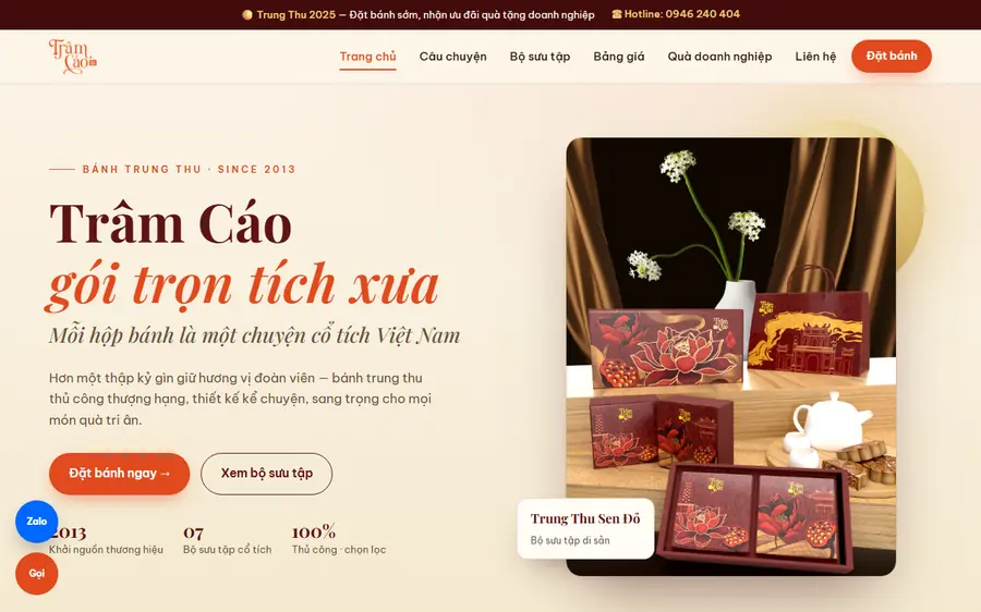 Web Trâm Cáo — bánh trung thu thủ công, đặt hàng online và quà tặng doanh nghiệp